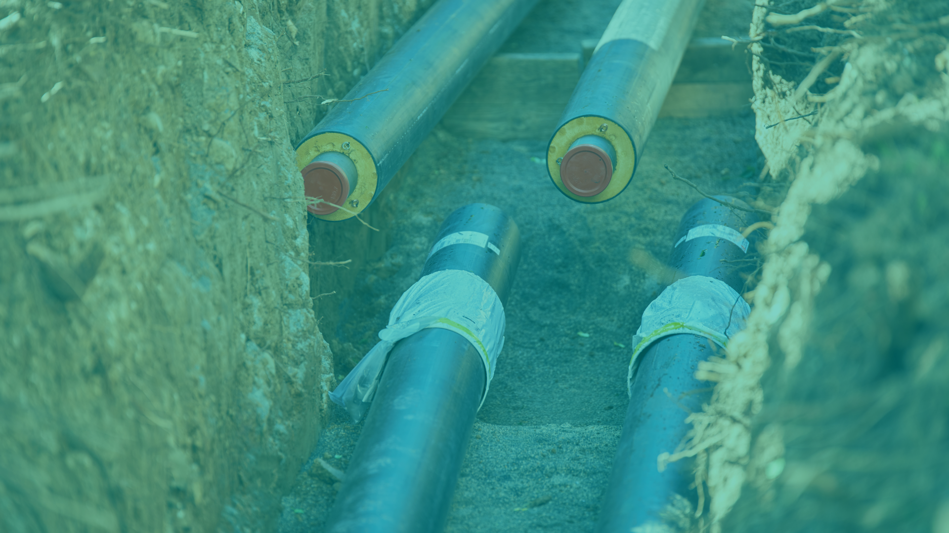 An image of insulated underground pipes used for district heating